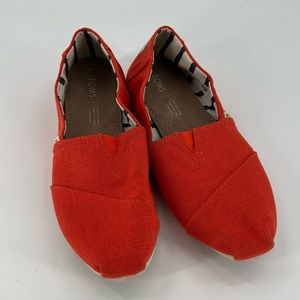 TOMS Women's Espadrille Classic Alpargata Red Clay Heritage Canvas Size 8